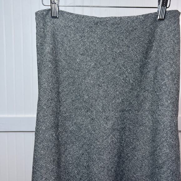 Kate Hill Luxury Wool Blend A-Line Midi Skirt Gray Tweed Women's 4 Zipper - Picture 1 of 9